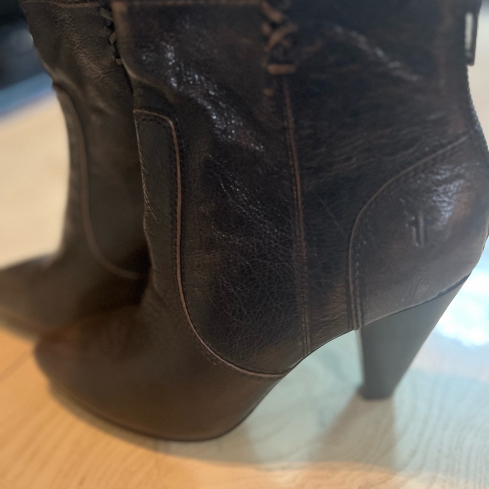 Frye Dark Brown Leather Ankle Boots